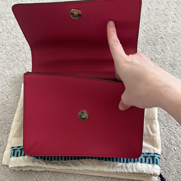 NWT - Tory Burch Robinson Convertible Shoulder Bag Dark Peony 28846 - Picture 8 of 10